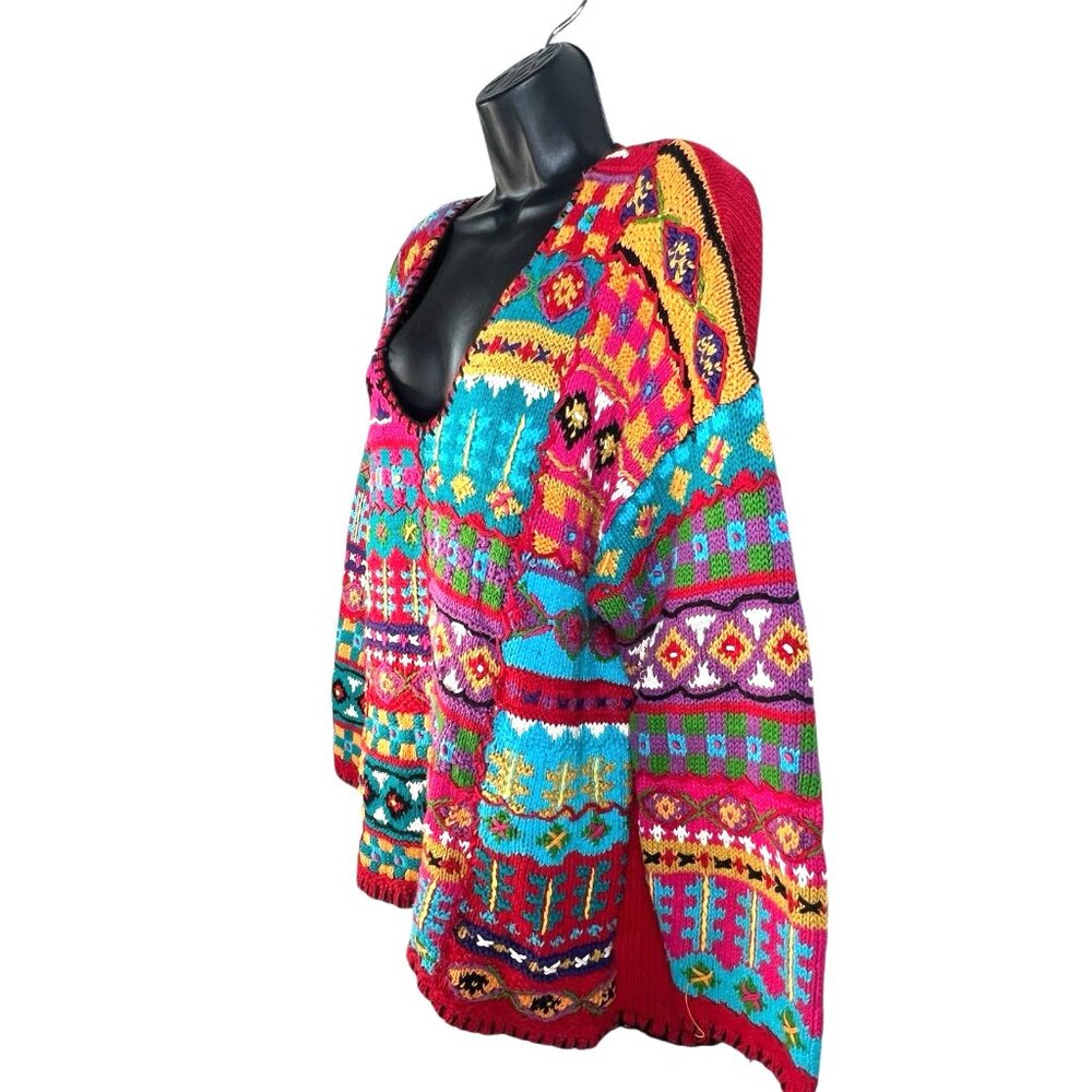 vtg 80s Casual Corner Limited Edition colorfun sweater funhause carnival vibe XL - Picture 3 of 8